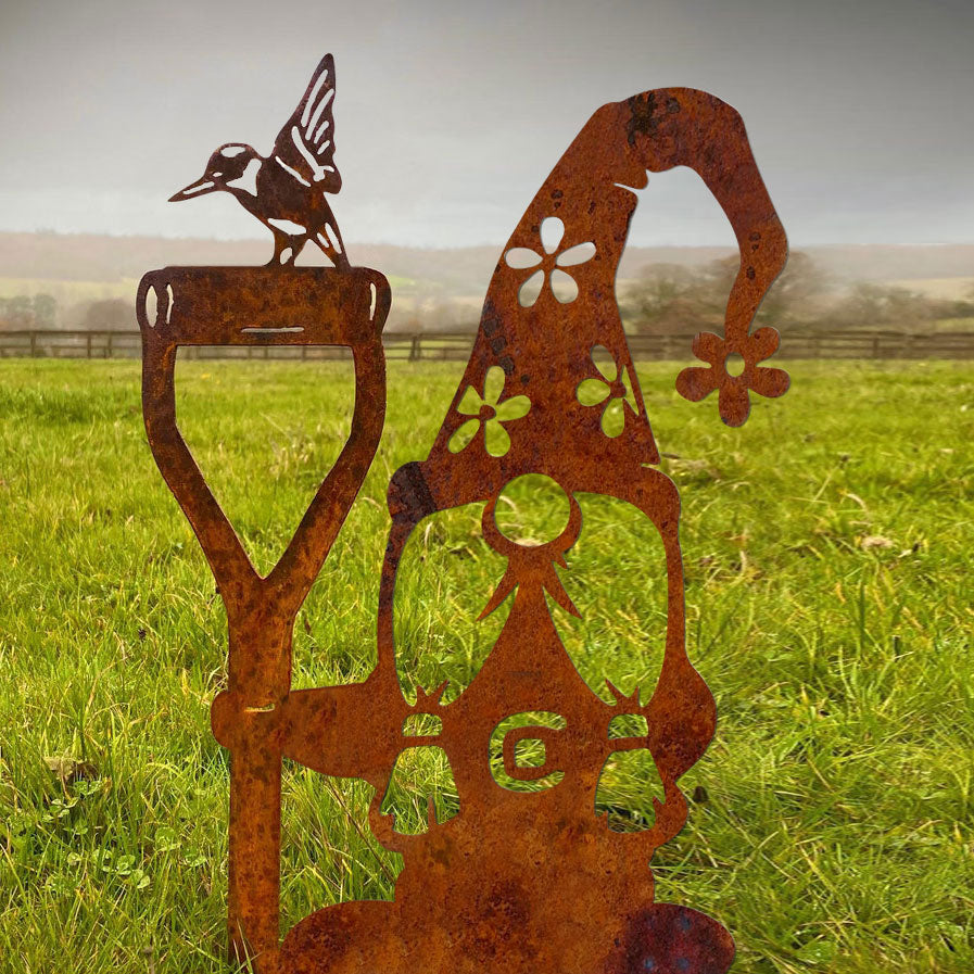 Gnome Rustic Garden Metal Stakes