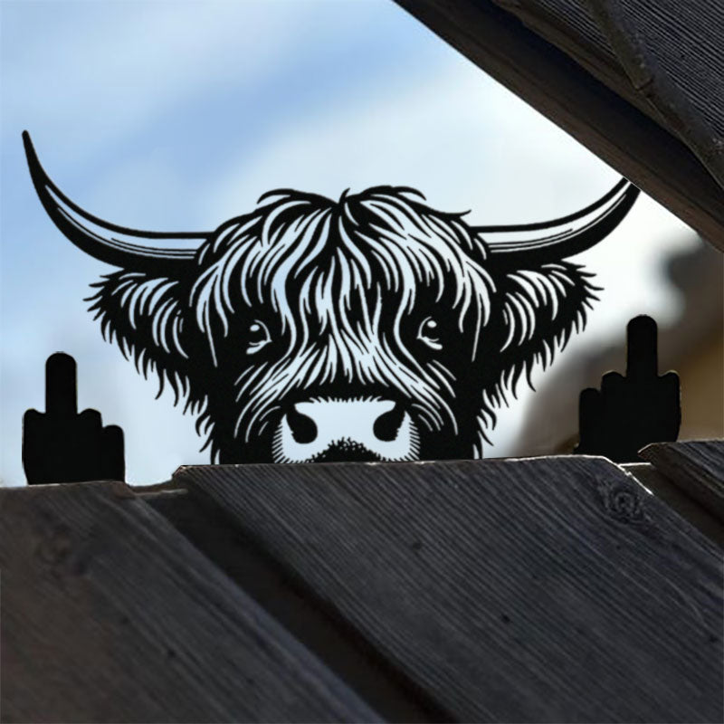 Peeping Animal Middle Finger Metal Art
