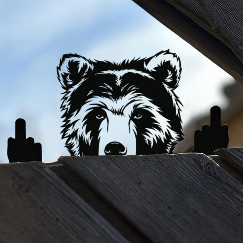 Peeping Animal Middle Finger Metal Art