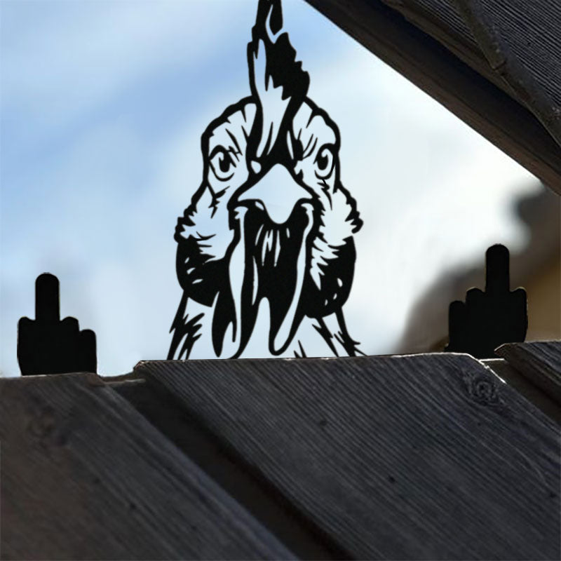 Peeping Animal Middle Finger Metal Art