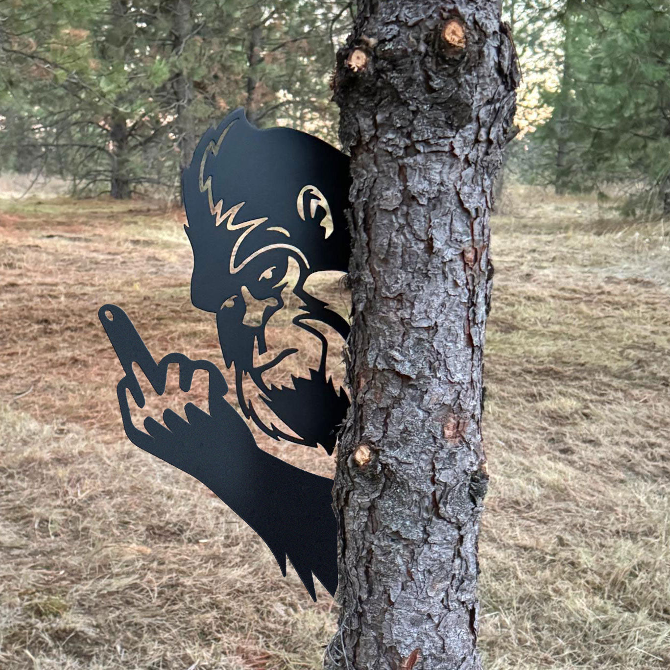 Bigfoot making Shaka hand sign metal art