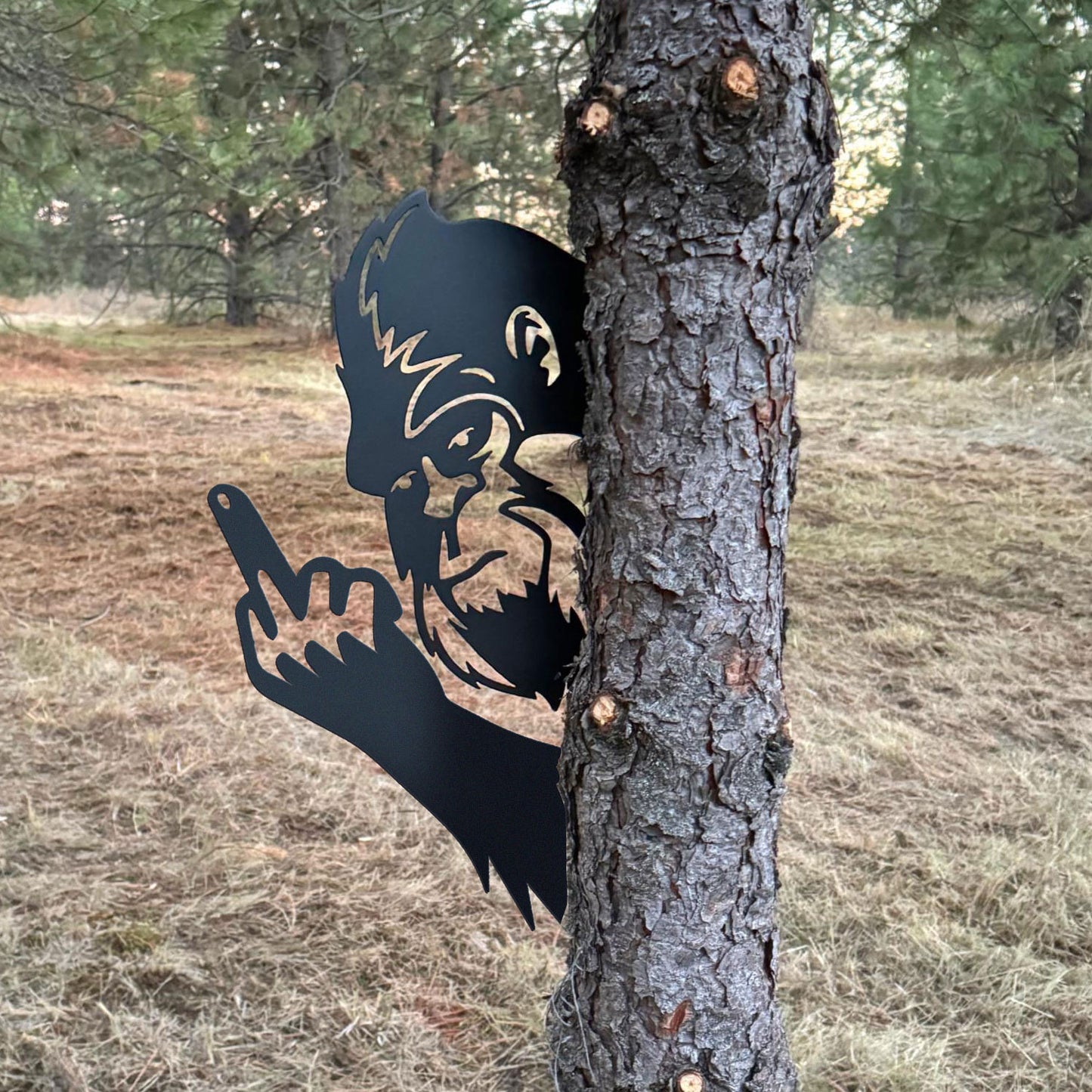 Bigfoot and Alien middle finger metal art