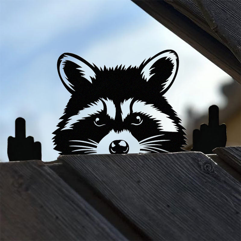 Peeping Animal Middle Finger Metal Art
