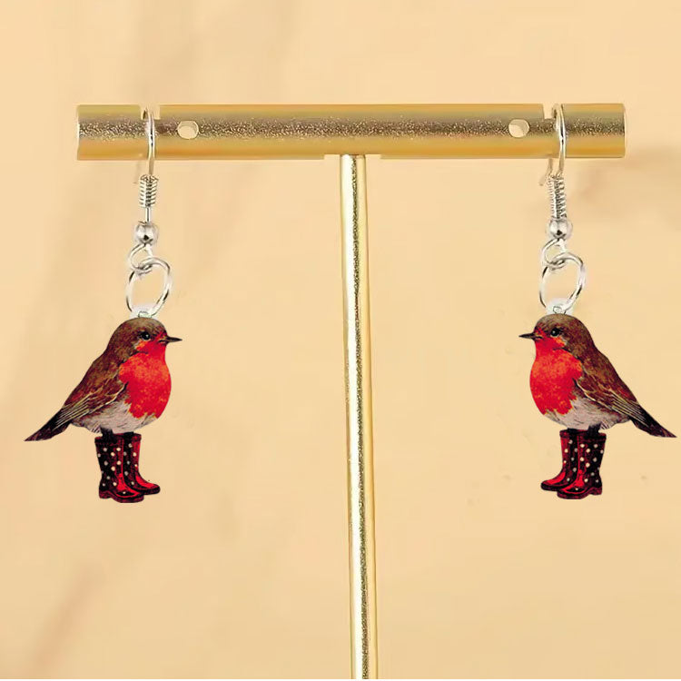 Vintage Red-Breasted Robin Earrings