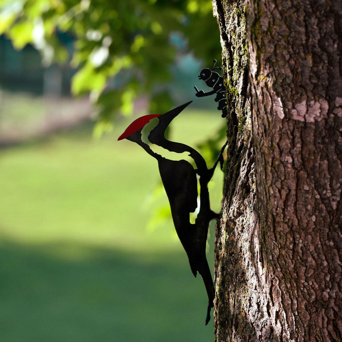 Pileated Woodpecker and Middle Finger Bug Metal Art