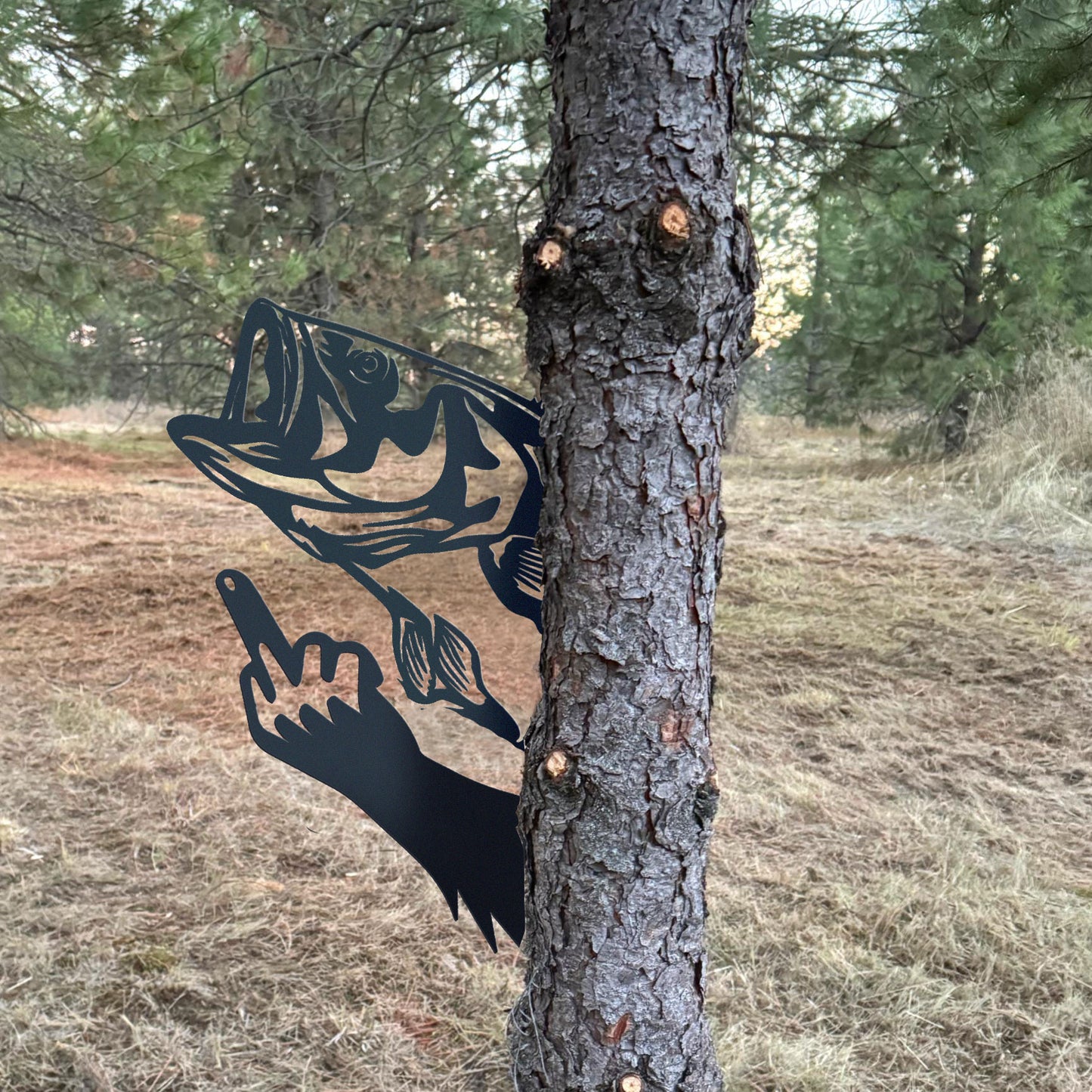 Animal metal art showing middle finger