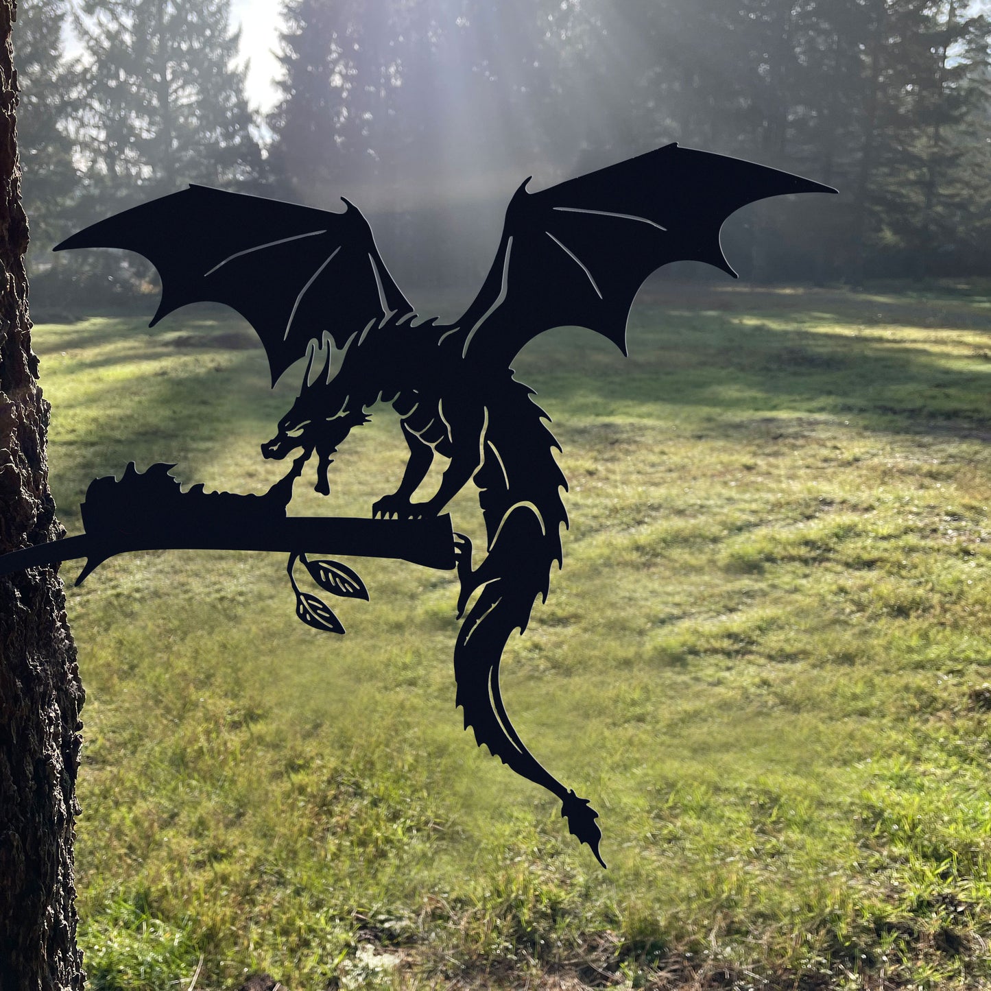 Dragon Tree Stake Metal Art