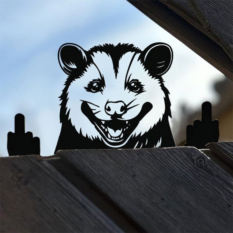 Peeping Animal Middle Finger Metal Art