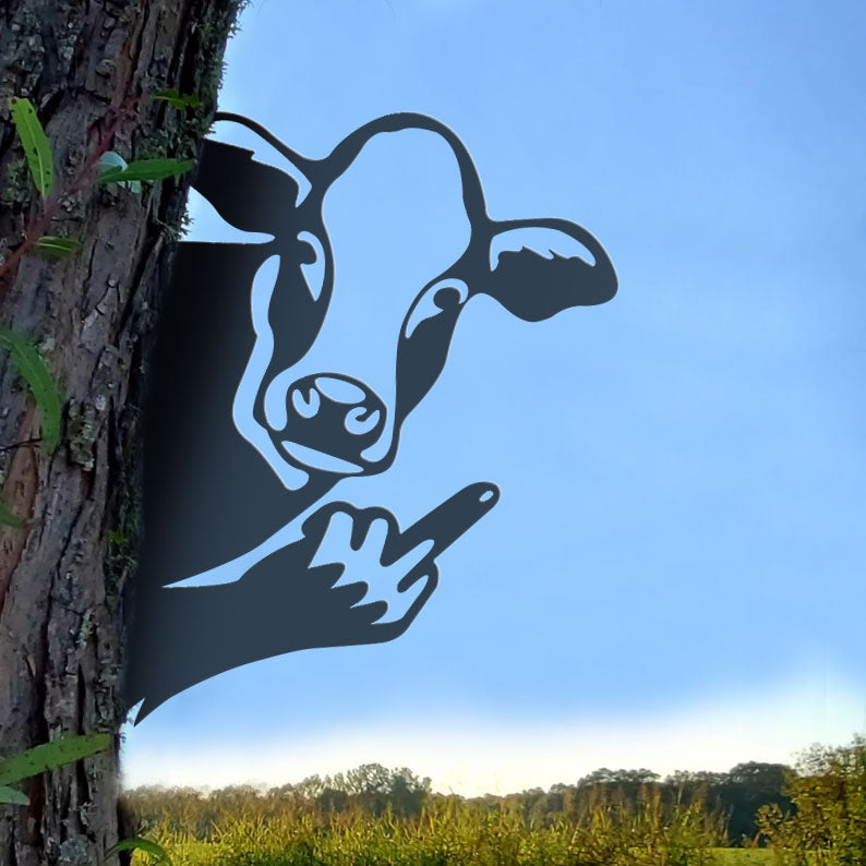 Cow Middle Finger Metal Art