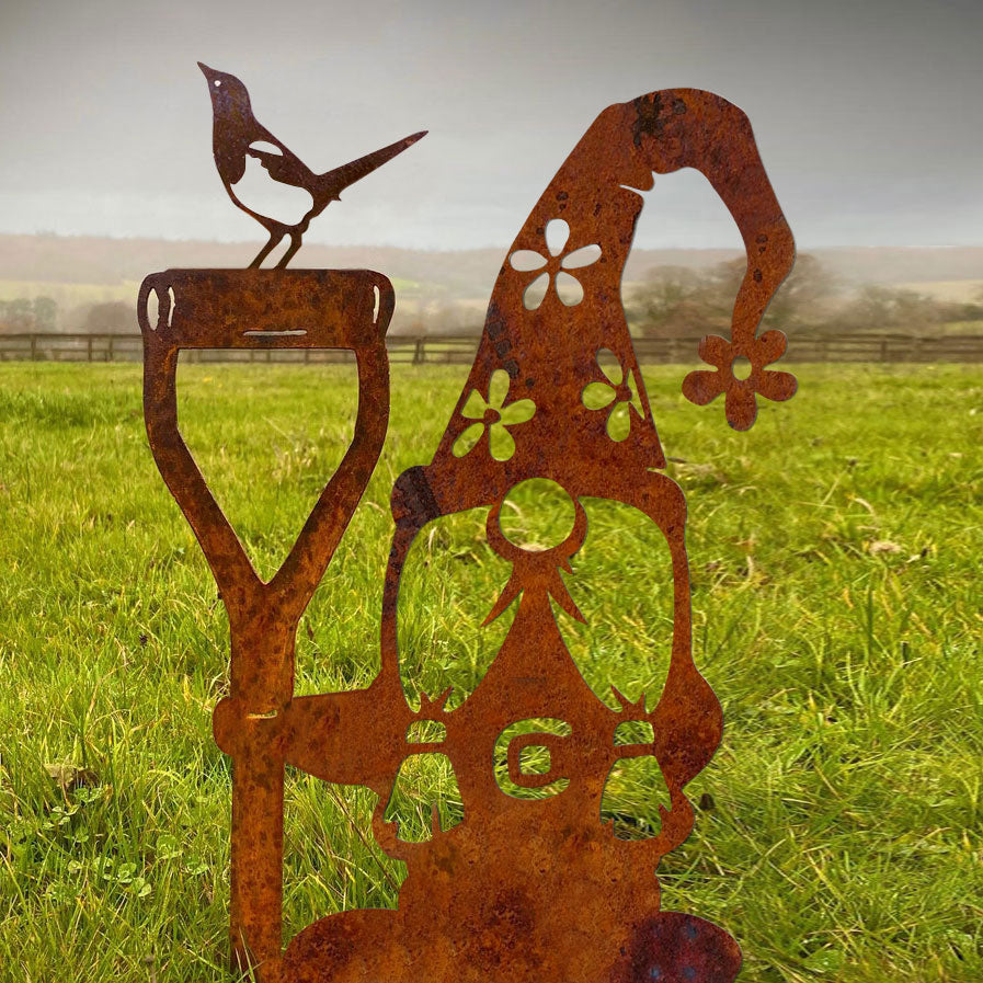 Gnome Rustic Garden Metal Stakes