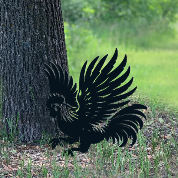 Happy metal chicken art