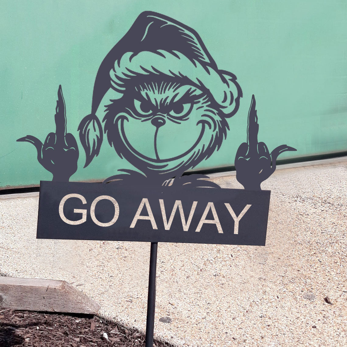 Grinch metal garden stakes