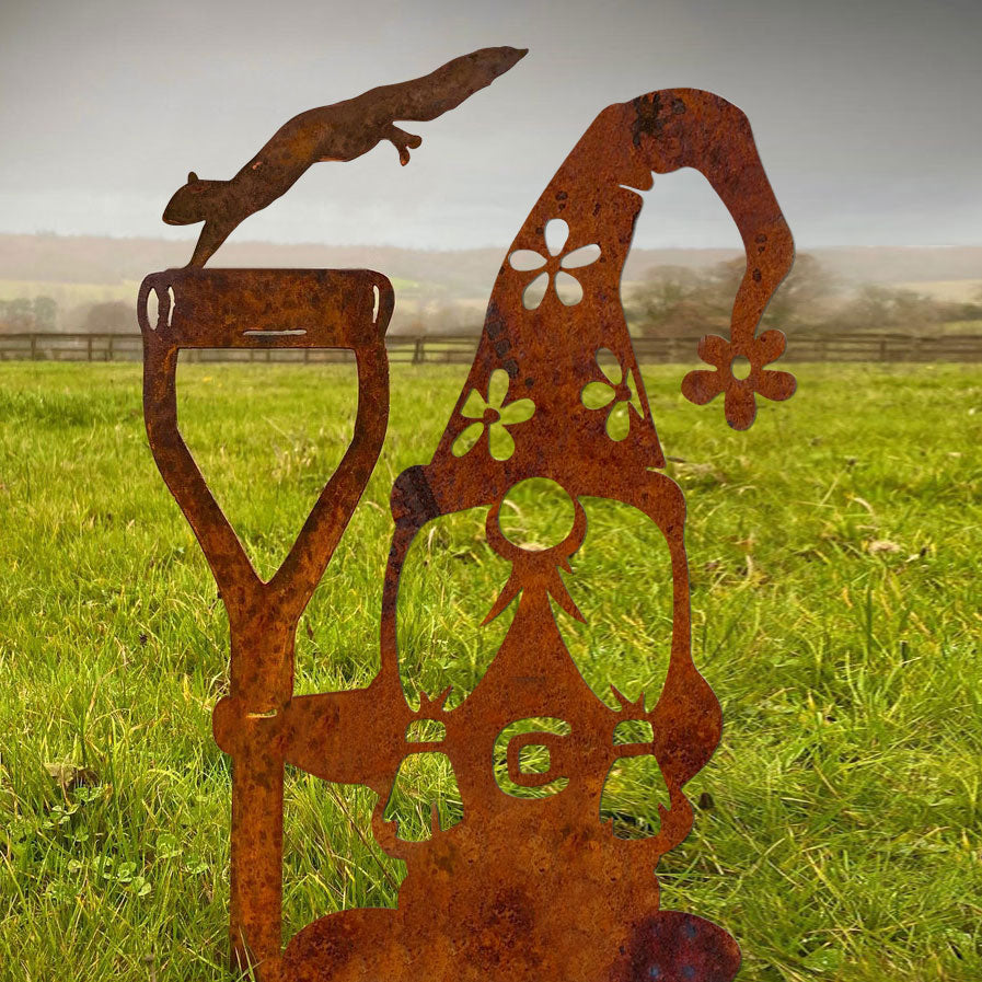 Gnome Rustic Garden Metal Stakes