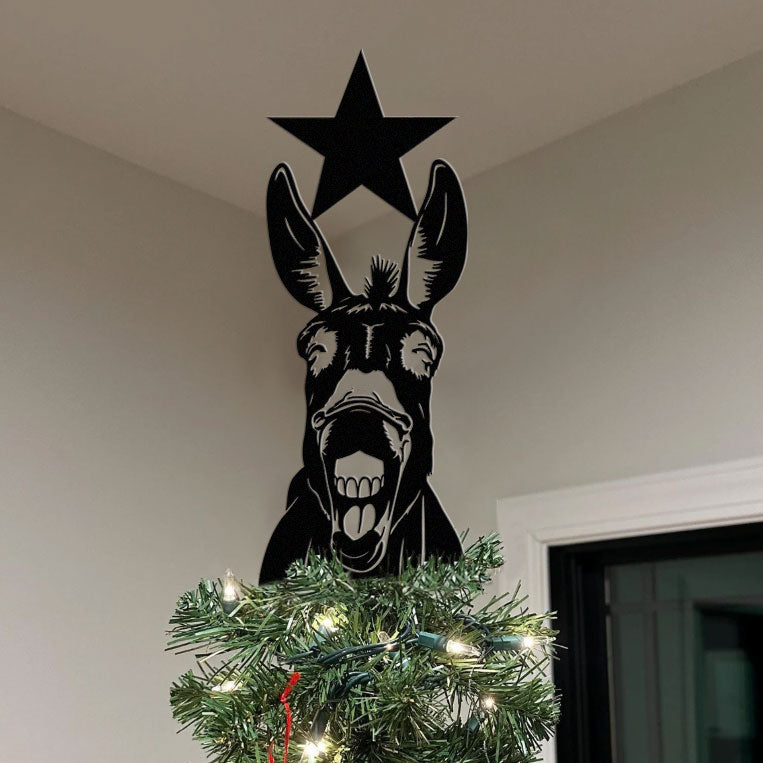 Animal Peeping Christmas Tree Metal Topper