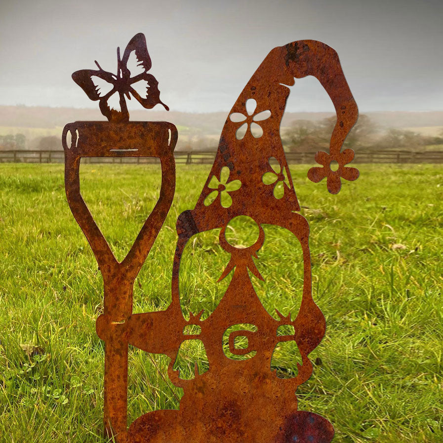 Gnome Rustic Garden Metal Stakes