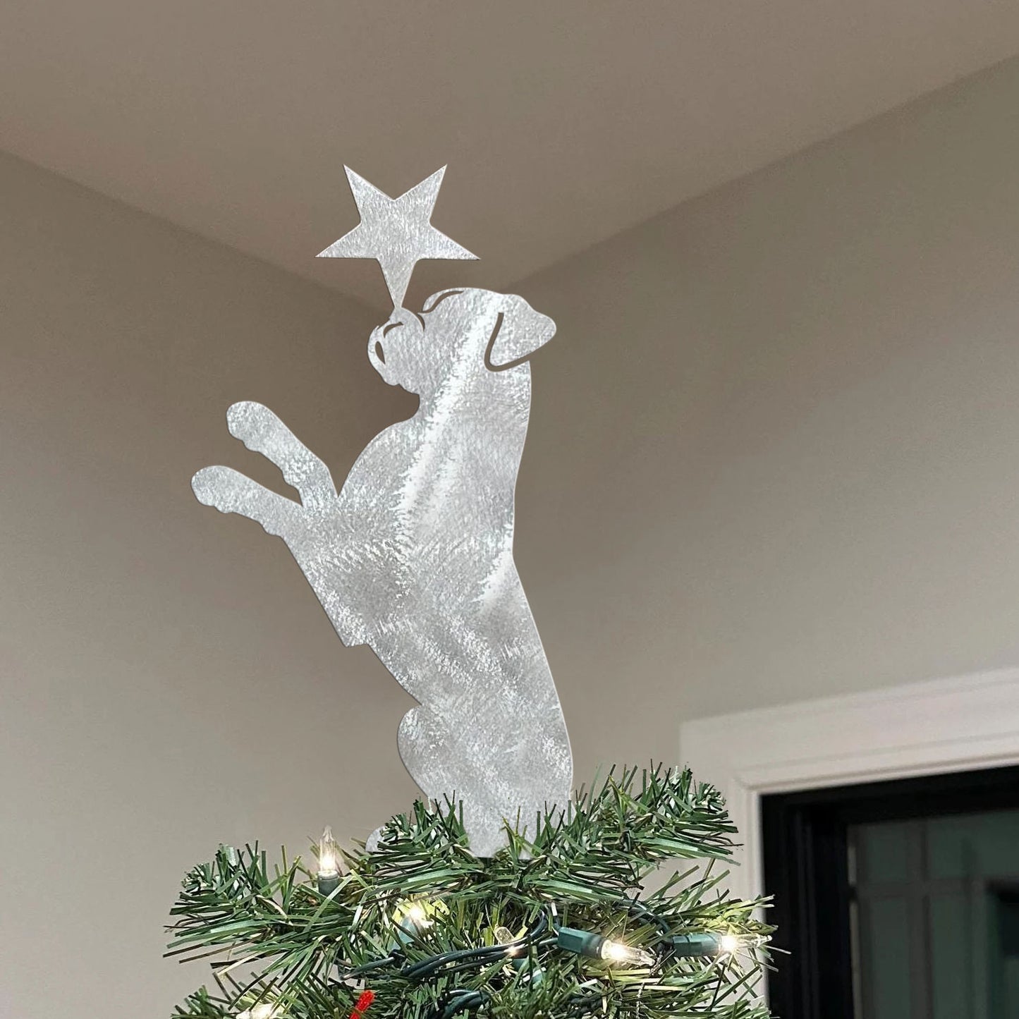 Animal Christmas tree metal topper with star