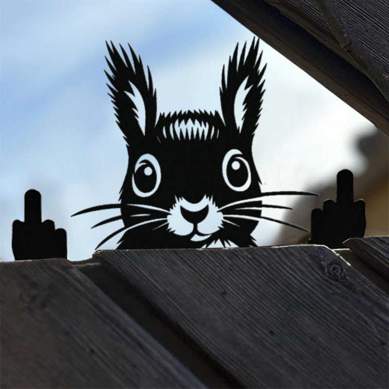 Peeping Animal Middle Finger Metal Art
