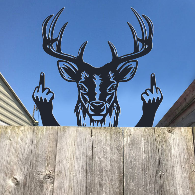 Animal metal art showing middle finger