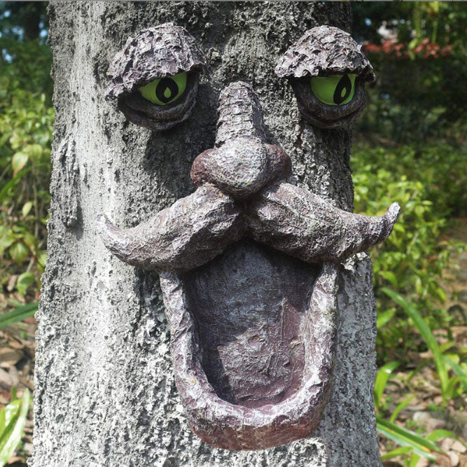 Whimsical tree face art