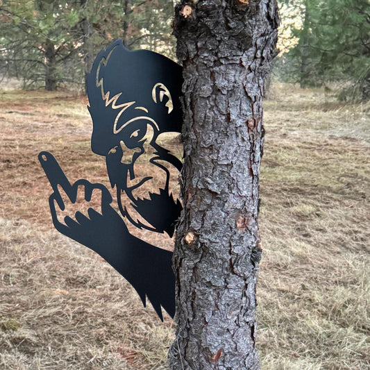 Unlock Your Outdoor Personality | Middle Finger Bigfoot Metal Decor – Nail Wild Fun &amp; Attitude on Trees or Gate Posts