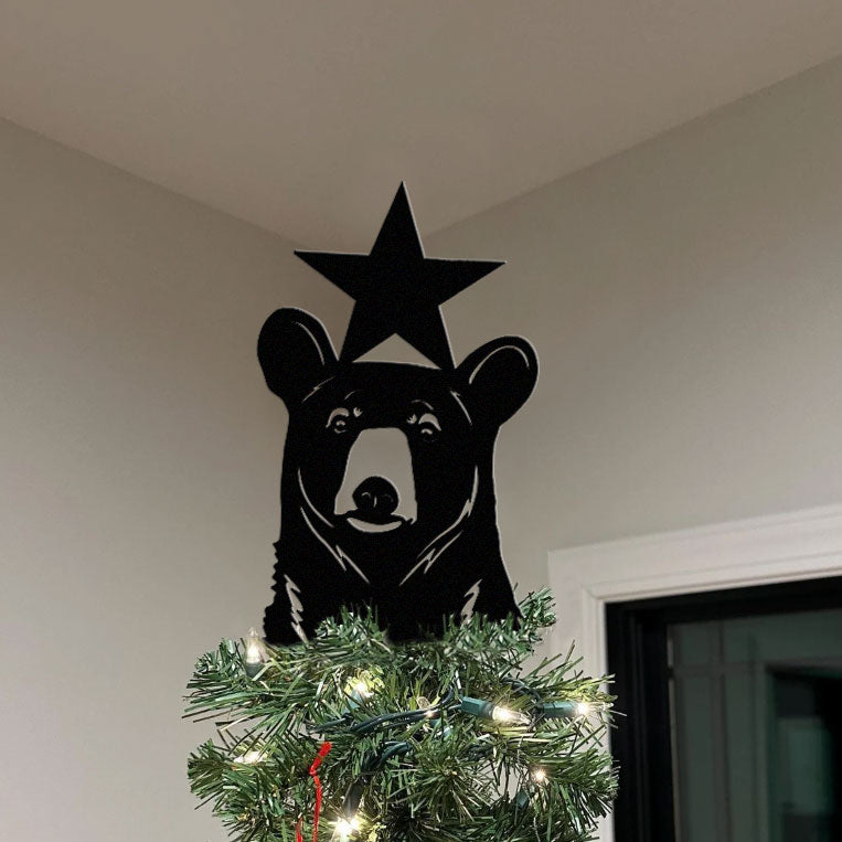 Animal Peeping Christmas Tree Metal Topper