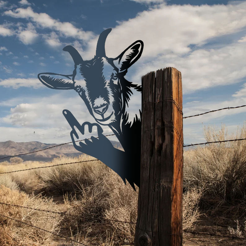 Animal metal art showing middle finger