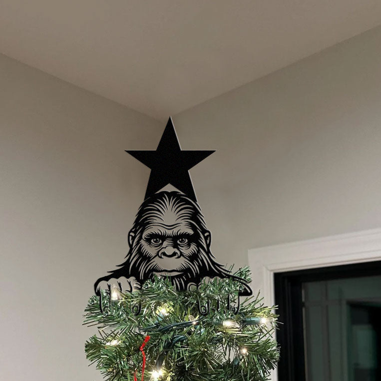 Animal Peeping Christmas Tree Metal Topper