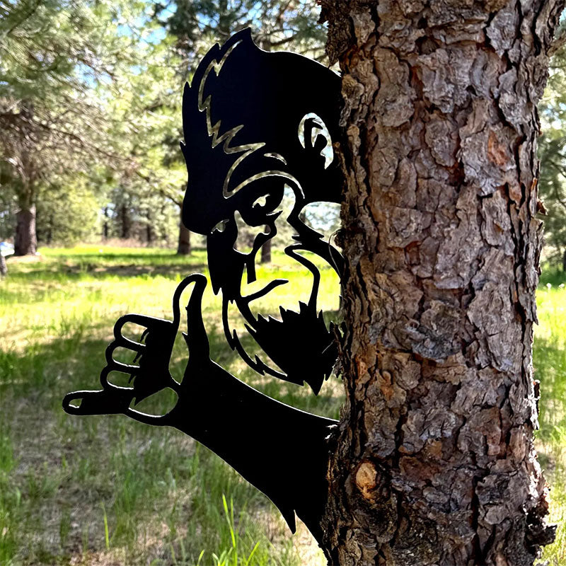 Bigfoot making Shaka hand sign metal art
