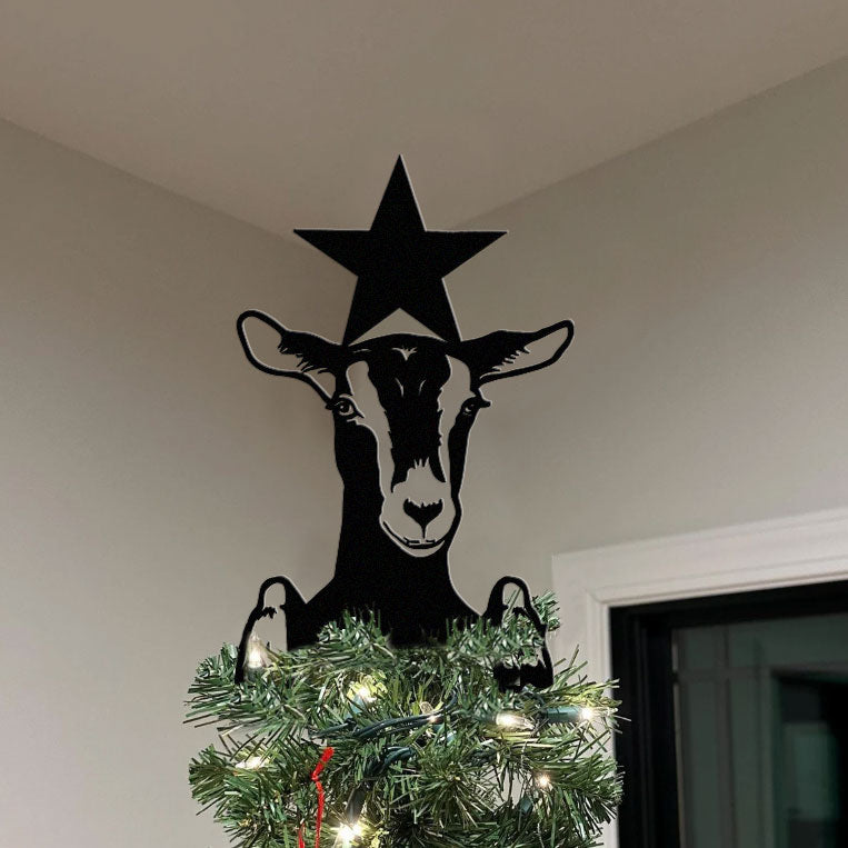 Animal Peeping Christmas Tree Metal Topper