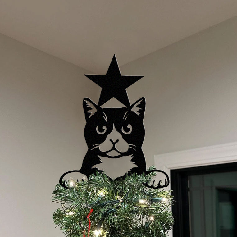 Animal Peeping Christmas Tree Metal Topper