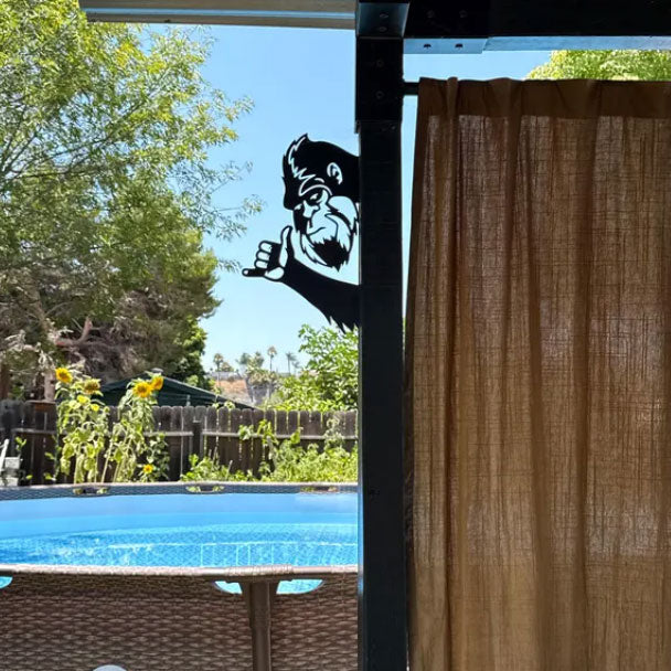 Bigfoot making Shaka hand sign metal art