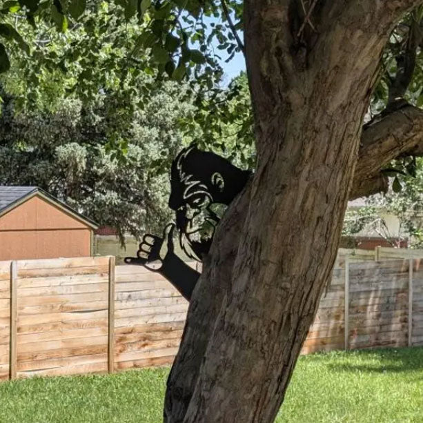 Bigfoot making Shaka hand sign metal art