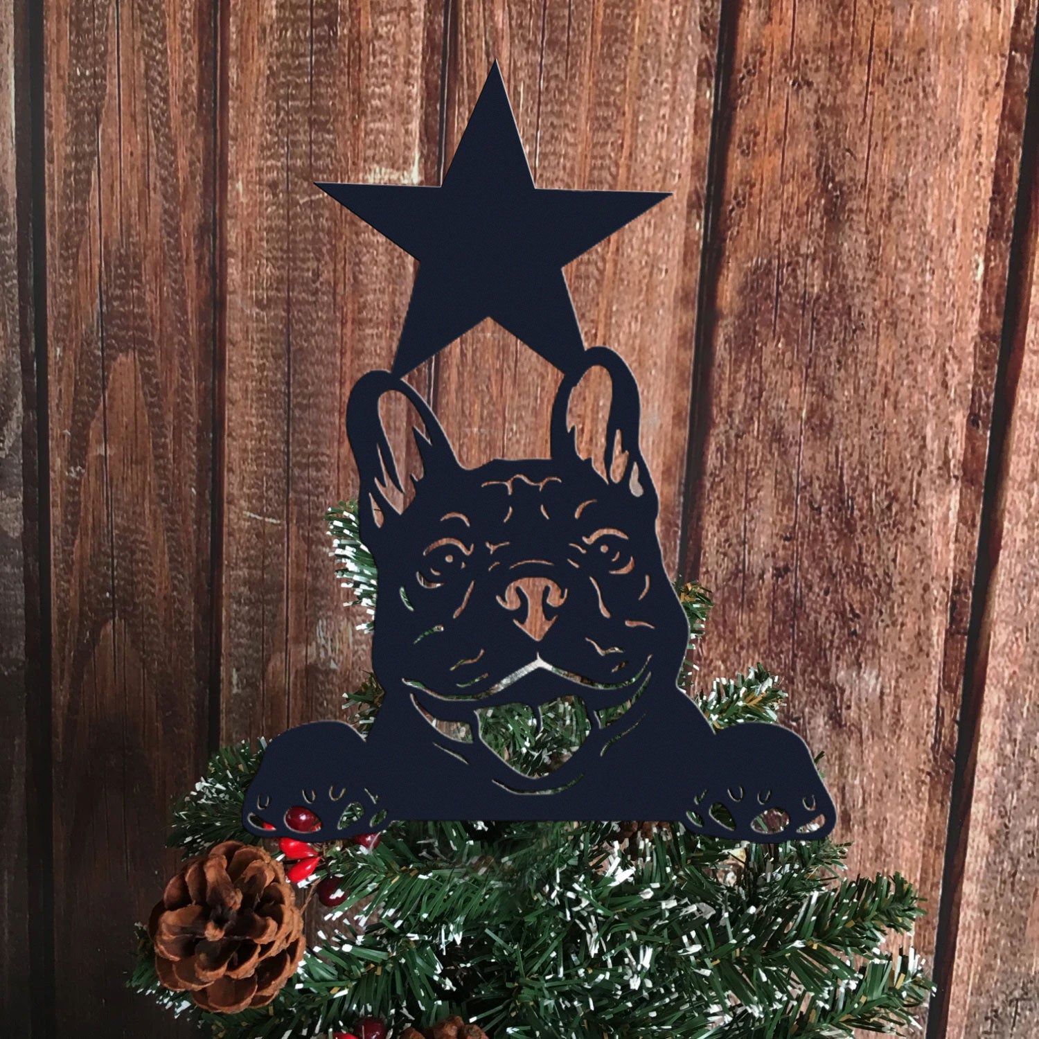 Animal Peeping Christmas Tree Metal Topper – vitmetal