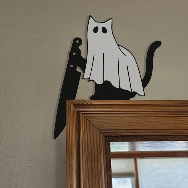 Halloween Ghost Cat Metal Art