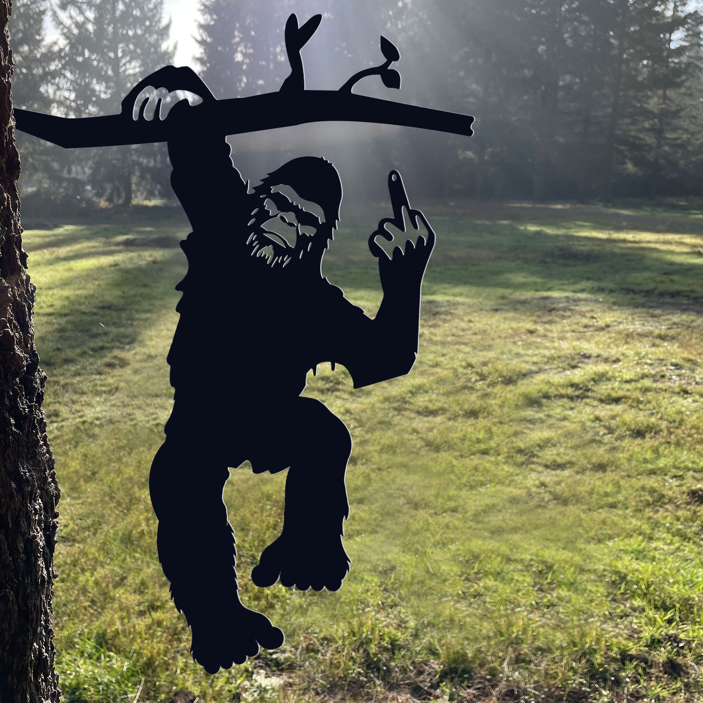 Bigfoot middle finger metal art