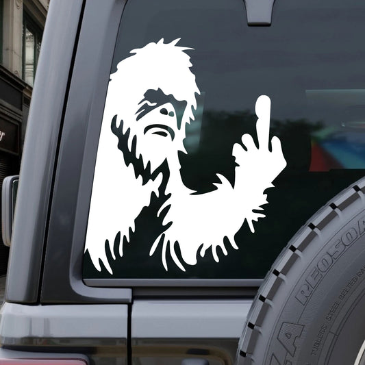 Bigfoot middle finger car sticker