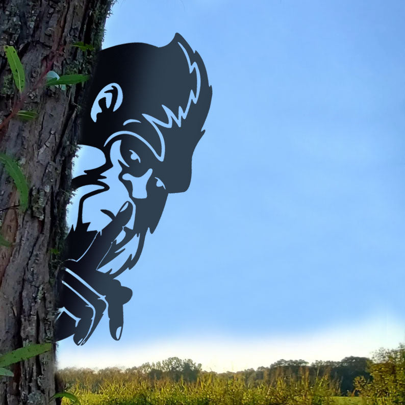 'Shh' Bigfoot Peeping Metal Art