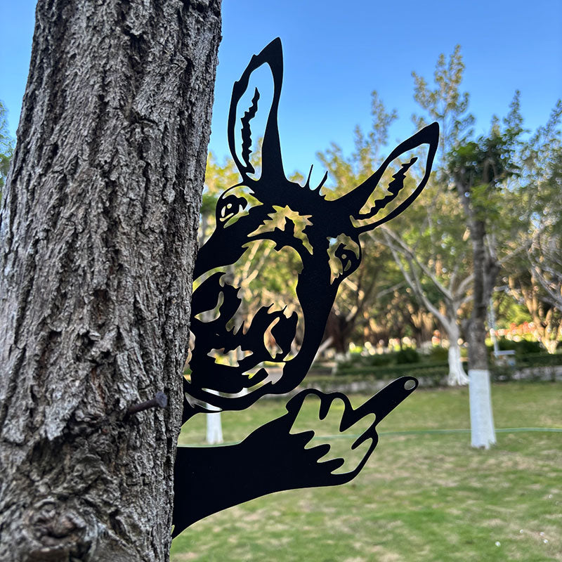 Animal metal art showing middle finger