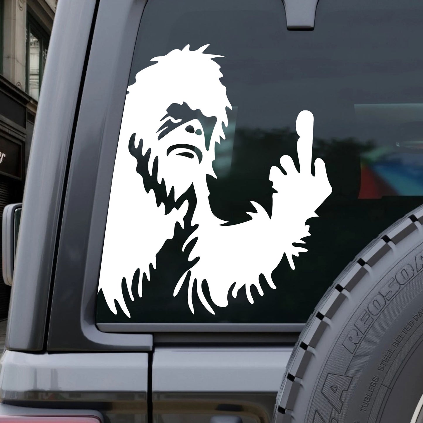 Bigfoot middle finger car sticker