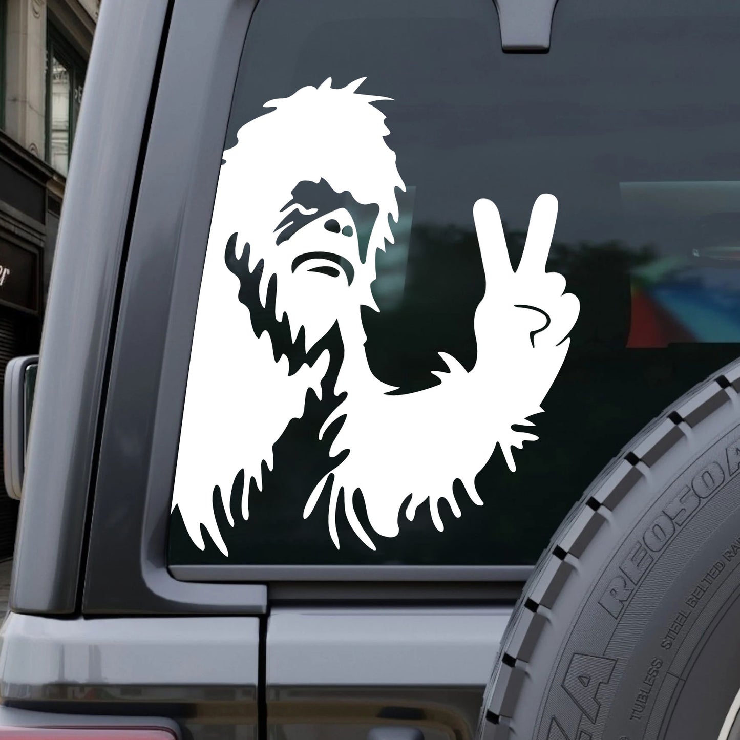 Bigfoot middle finger car sticker