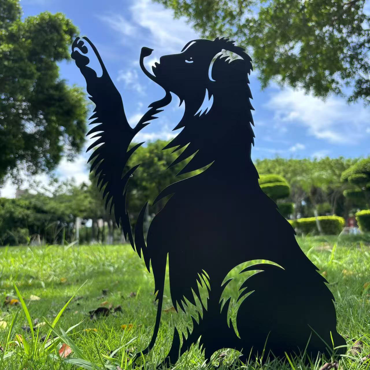 Dog High Five Metal Garden Stake