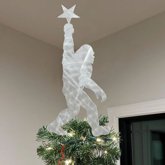 Bigfoot Christmas Tree Topper Metal Art