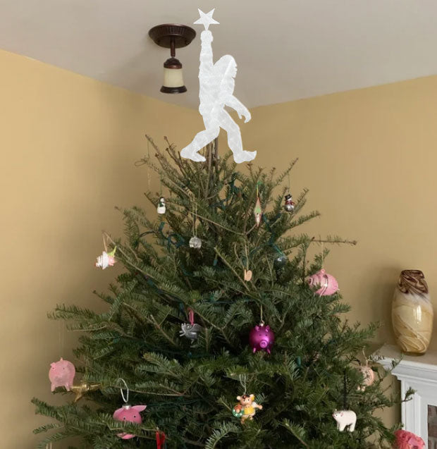 Bigfoot Christmas Tree Topper Metal Art