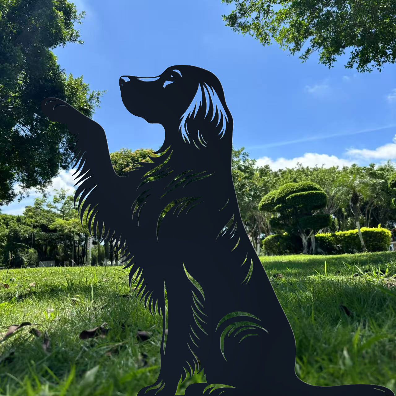 Dog High Five Metal Garden Stake