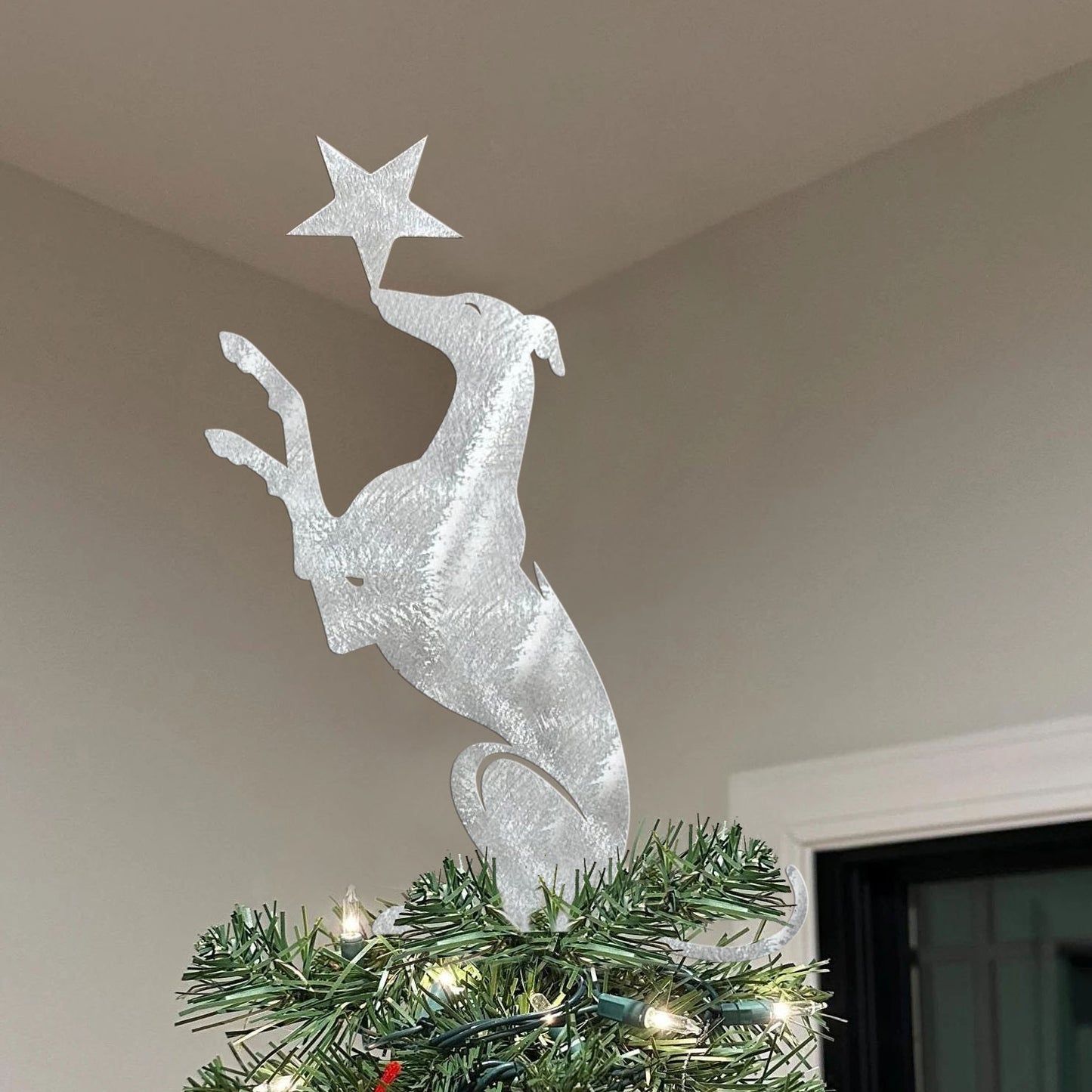 Animal Christmas tree metal topper with star