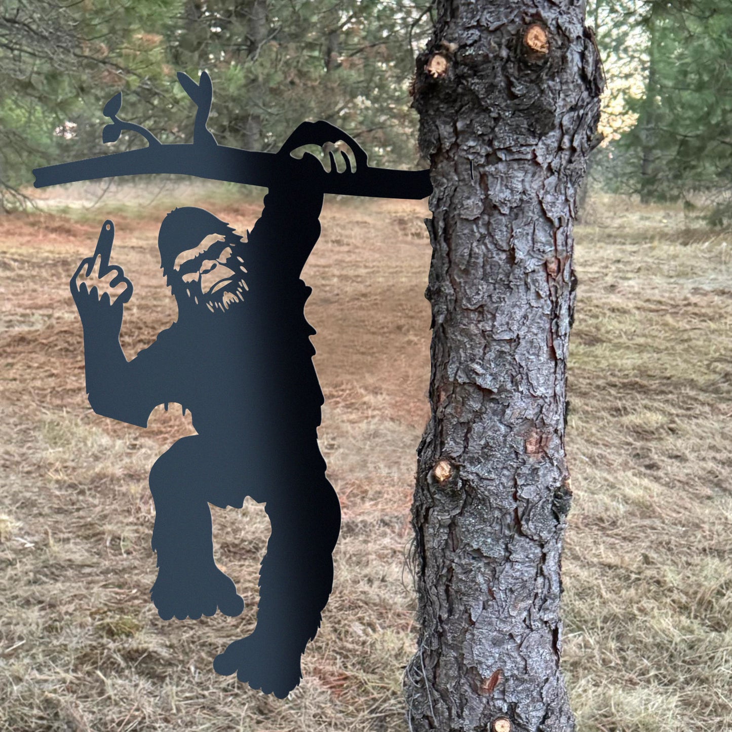 Bigfoot middle finger metal art