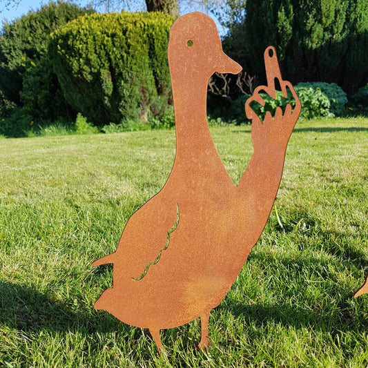 Rustic Middle Finger Duck Metal Art