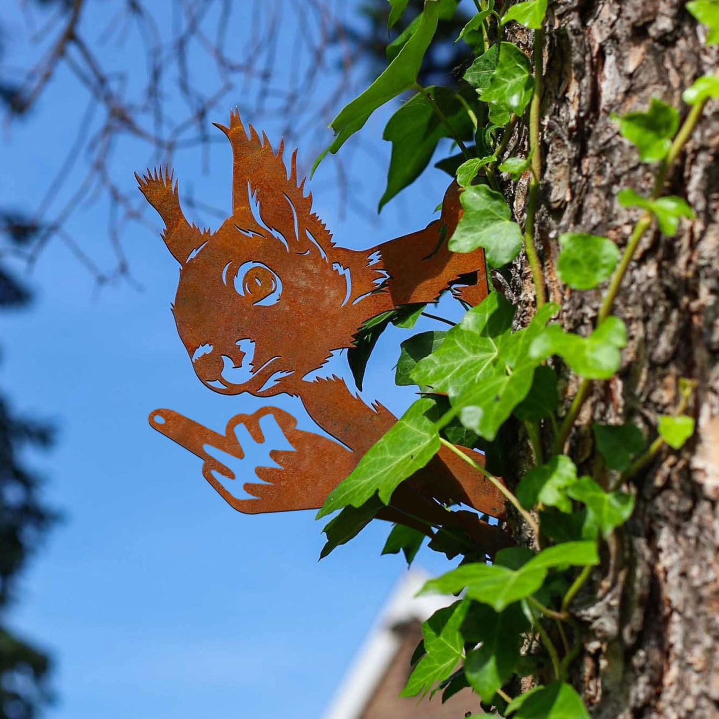 Squirrel Middle Finger Metal Art