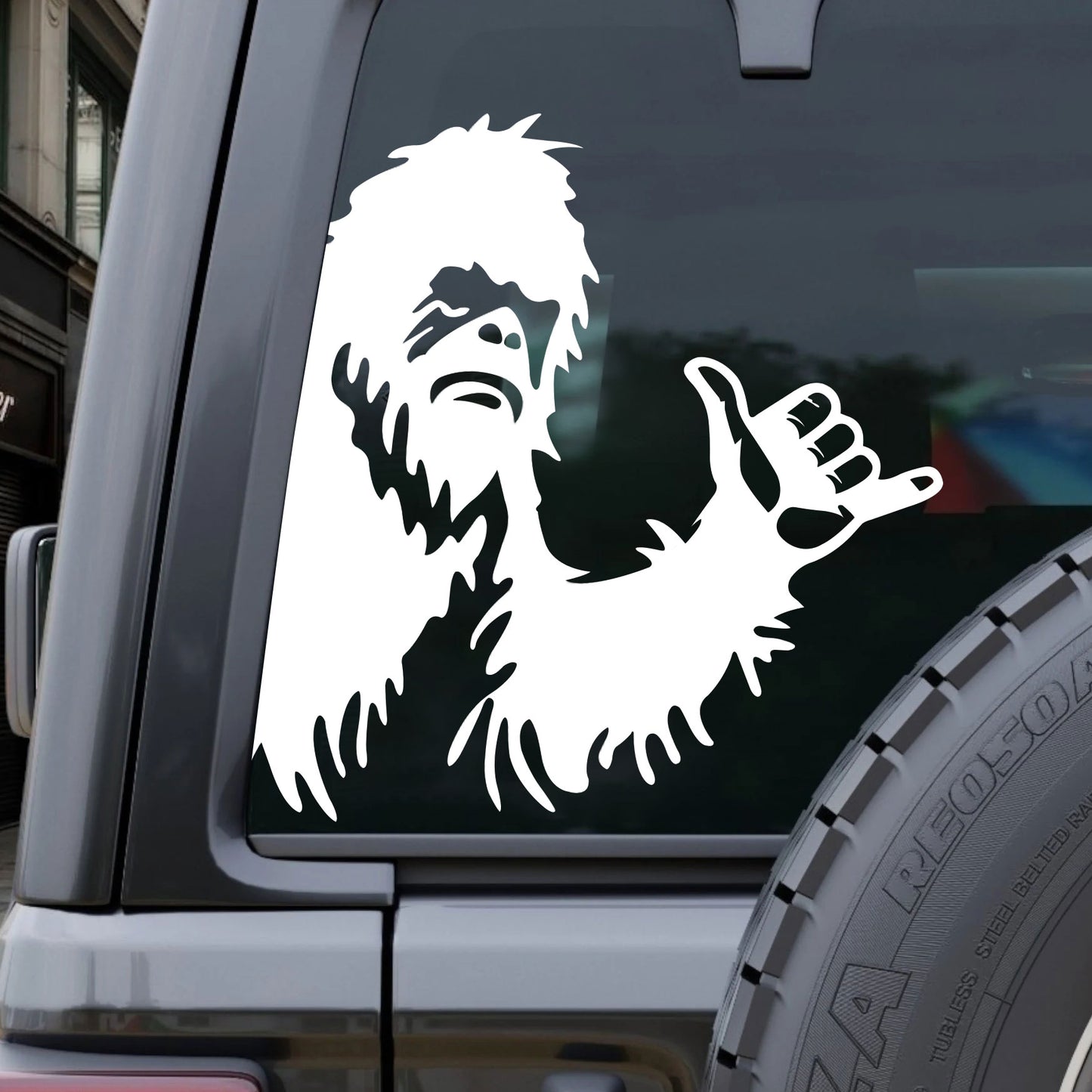 Bigfoot middle finger car sticker