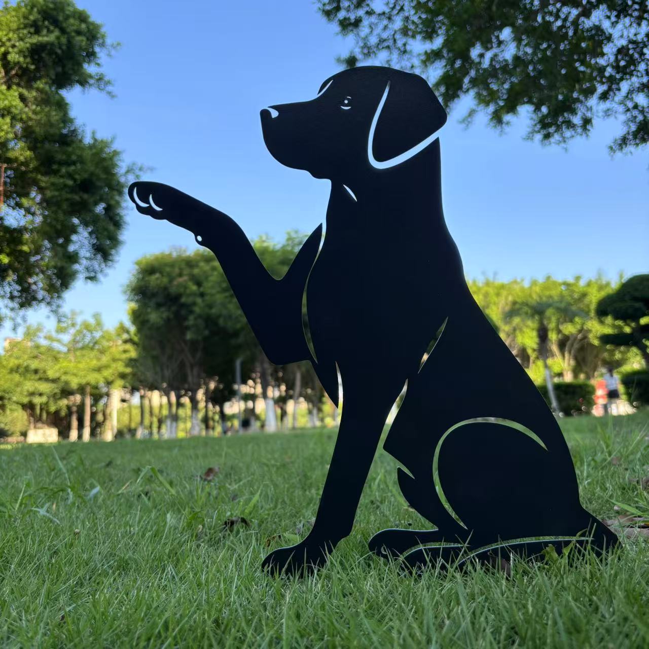 Dog High Five Metal Garden Stake